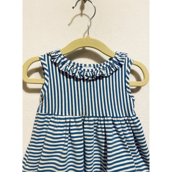 Bailey Boys Dress Womens 2T Blue Striped Embroidered Dog Ruffle Sleeveless - Picture 3 of 6